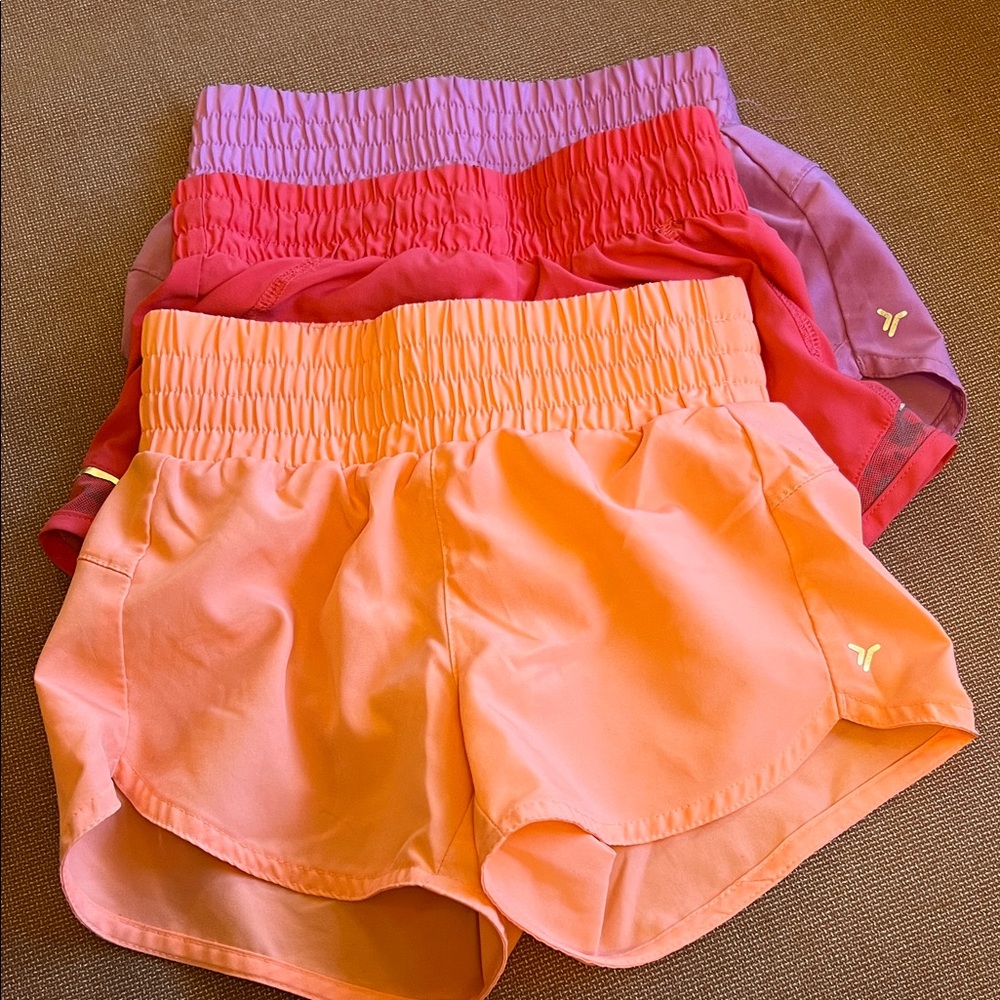 Old Navy Girls' Active Shorts - Peach, Coral & Lavender bundle